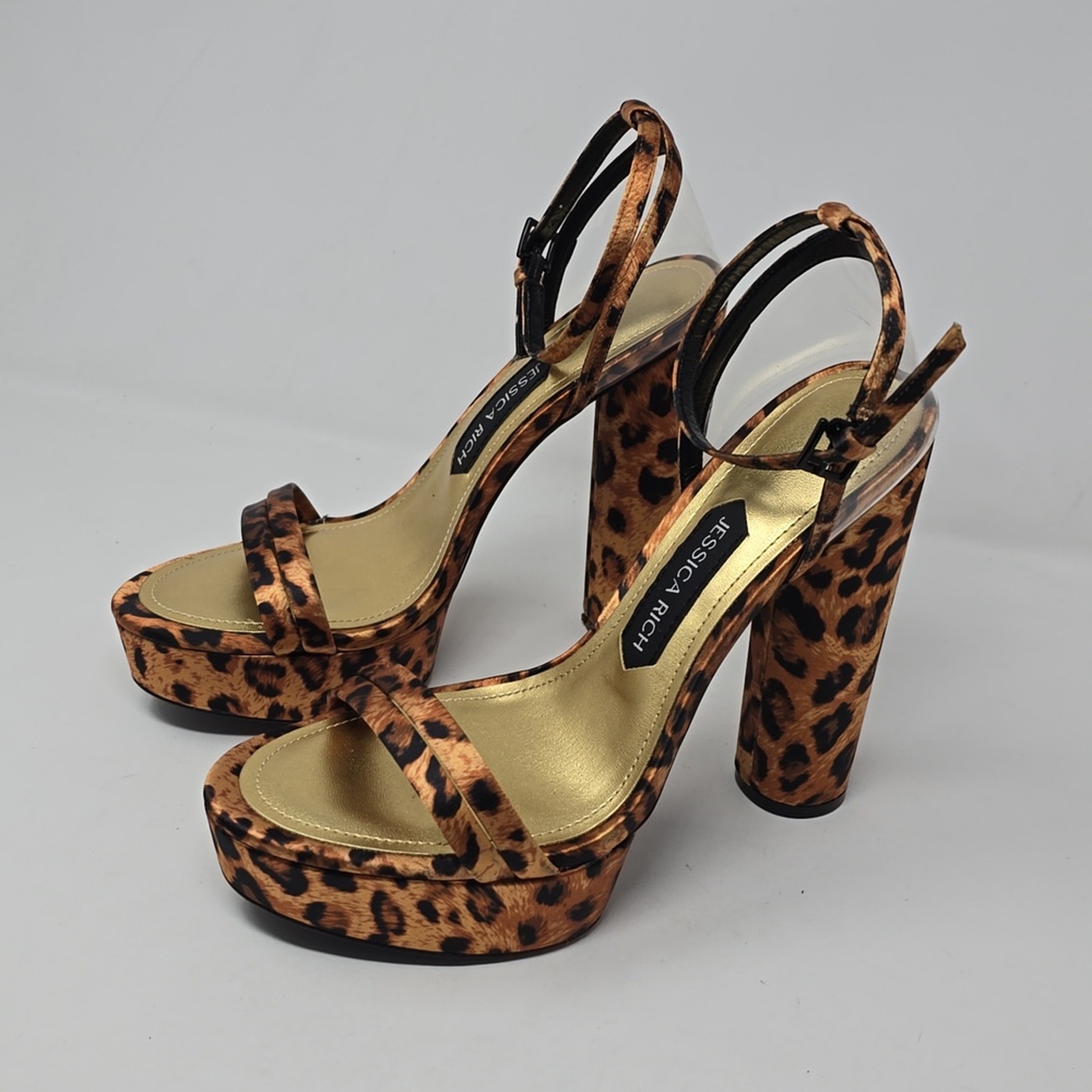 Jessica Rich Cheetah-Print Platform Heel Sandals Womens Size 39