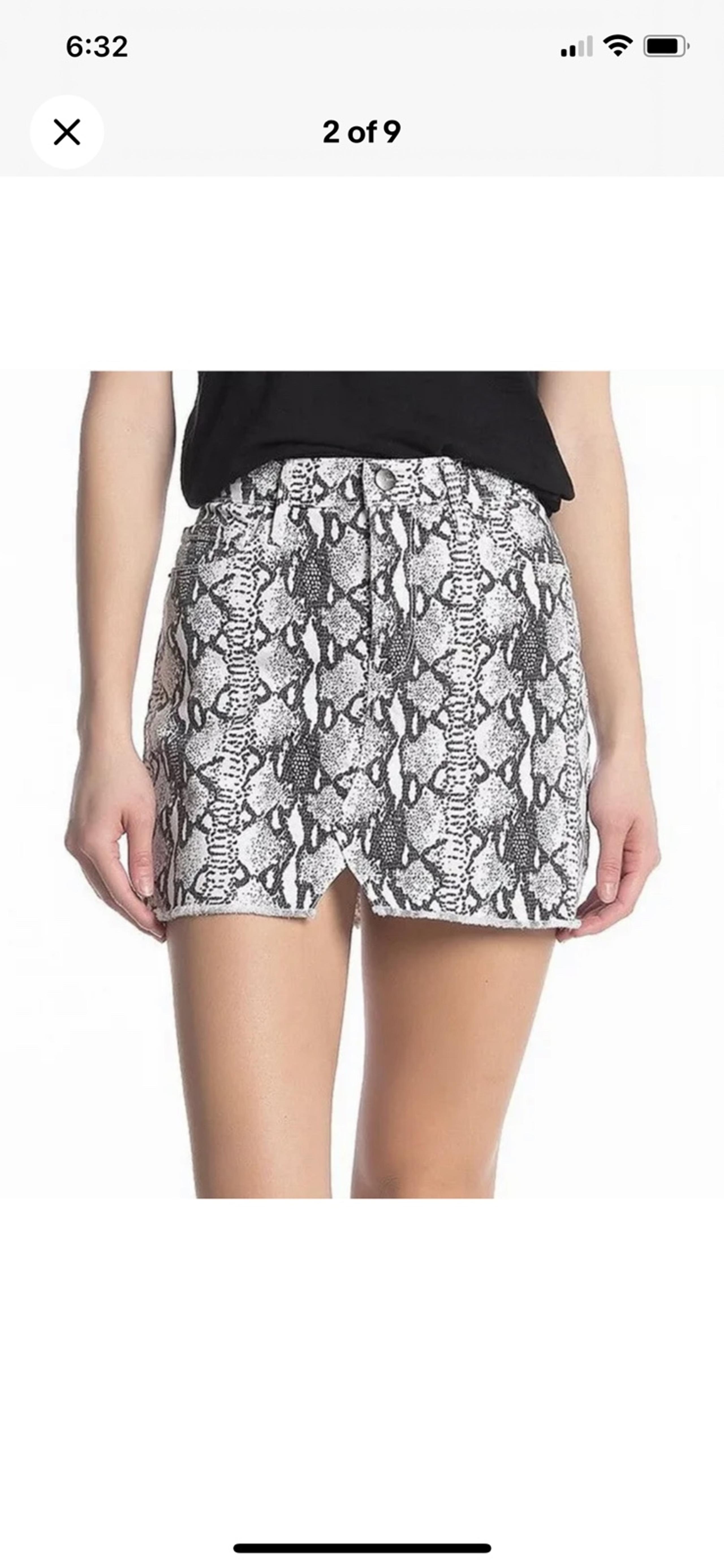 FRAME Women’s Size 32 Le Mini Denim Skirt Black White Python Snake Print $195
