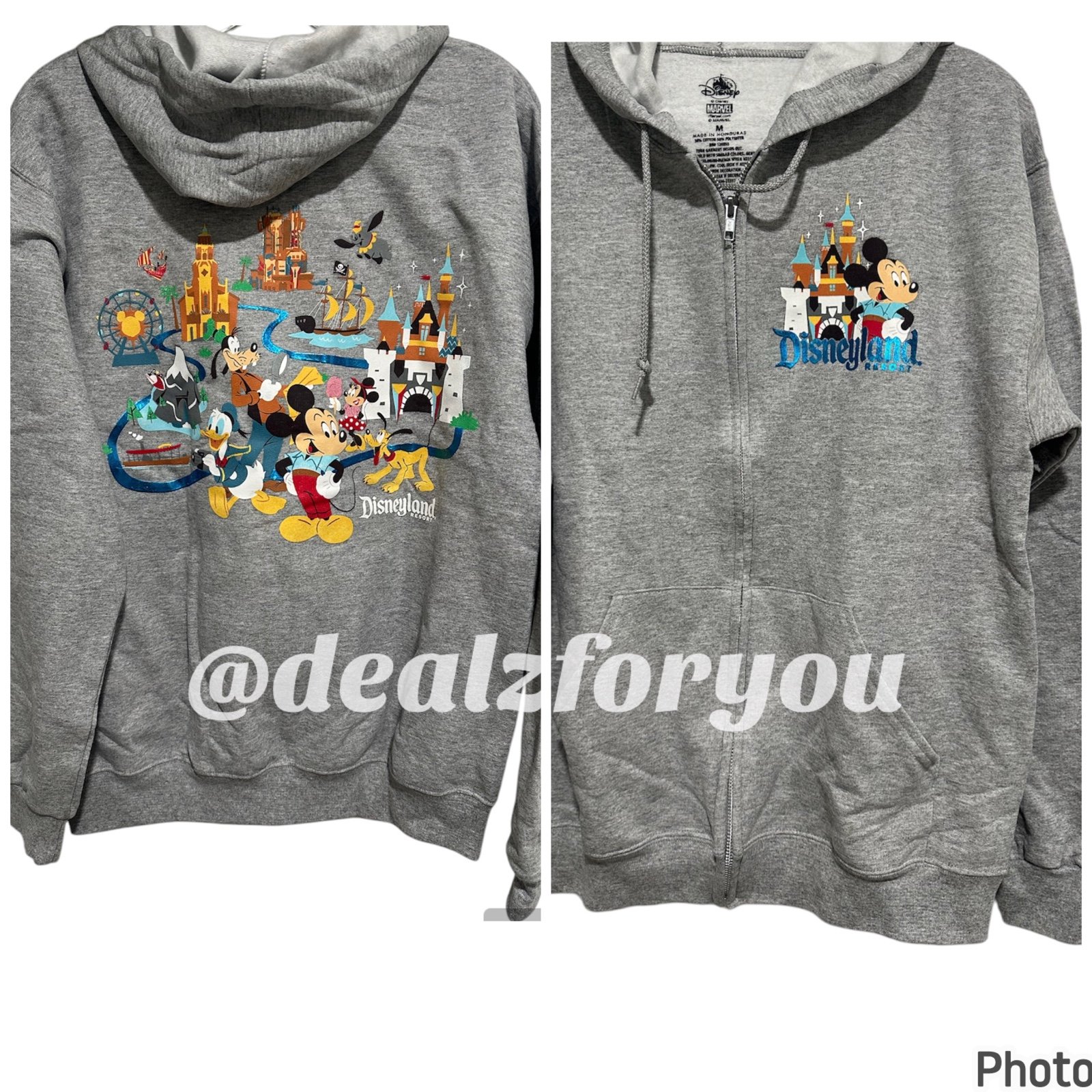 Disneyland disney parks Mickey Mouse and Friends Zip-Up Hoodie for Adults sz M