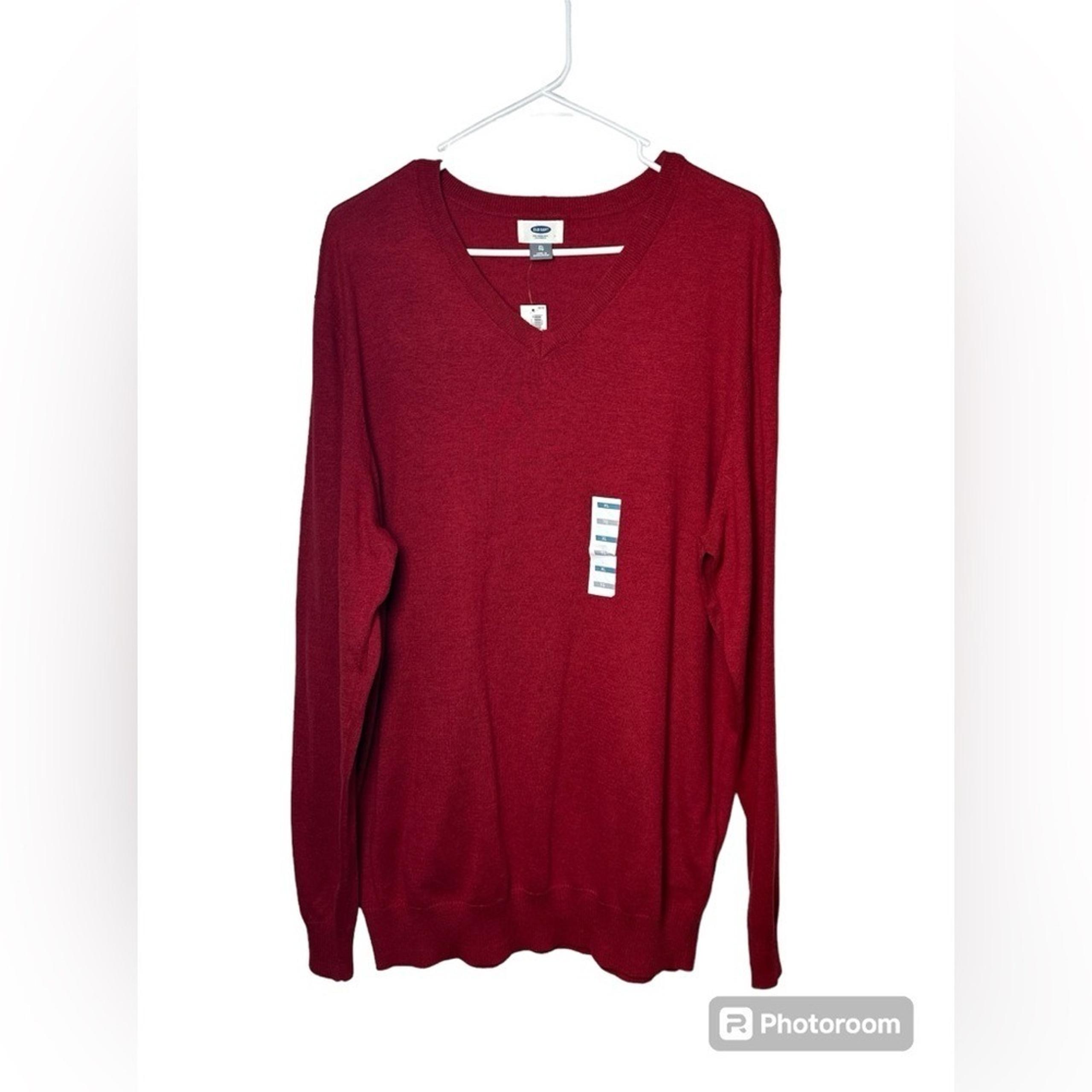 Old Navy Men's Long Sleeve V-Neck Sweater Size XL Red NWT!