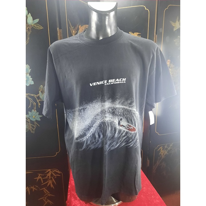 Vintage Venice Beach Surfer Black Mens 2XL Tshirt