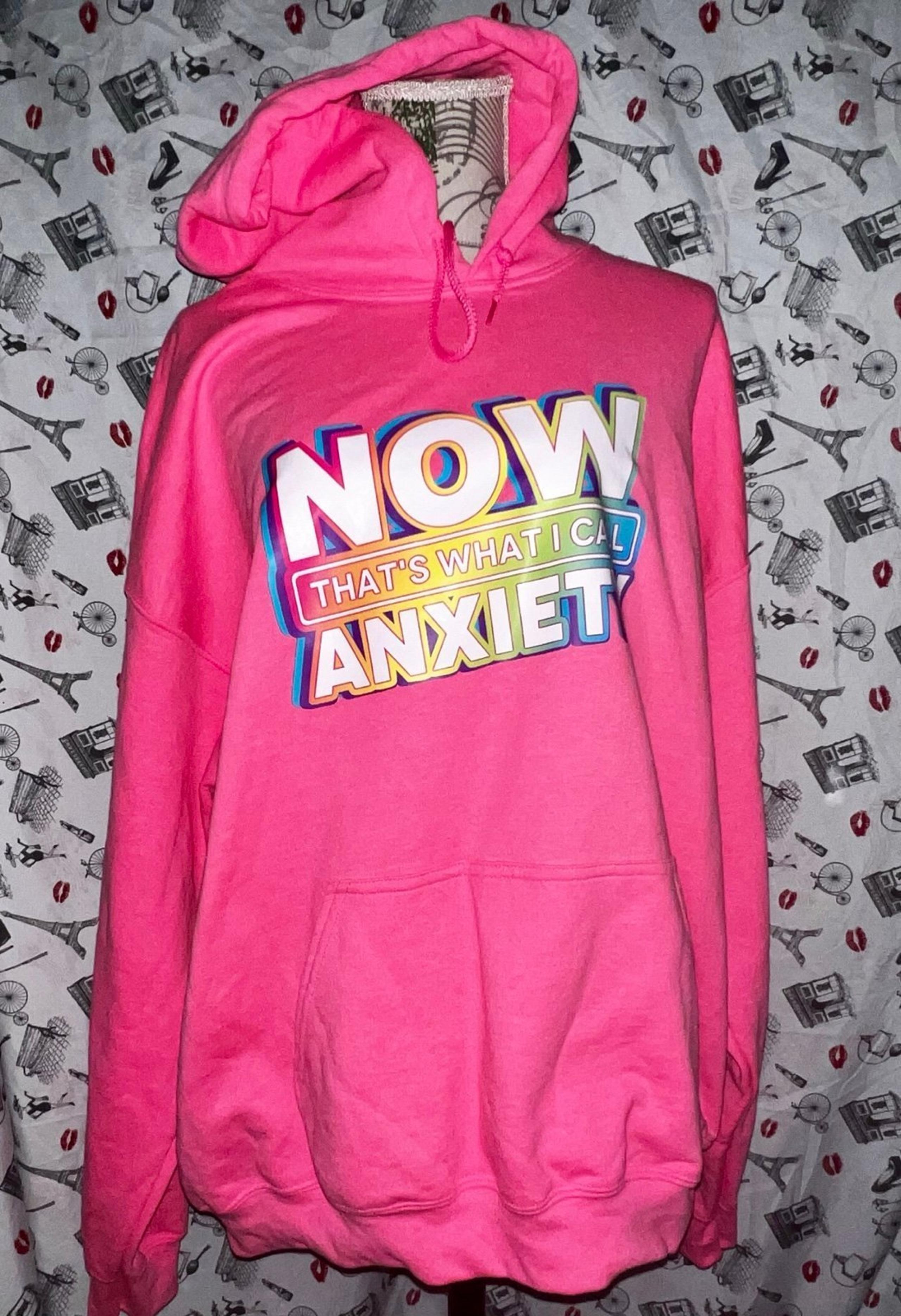 New Neon Pink - “Now That’s What I call Anxiety” music hoodie XL women’s men’s
