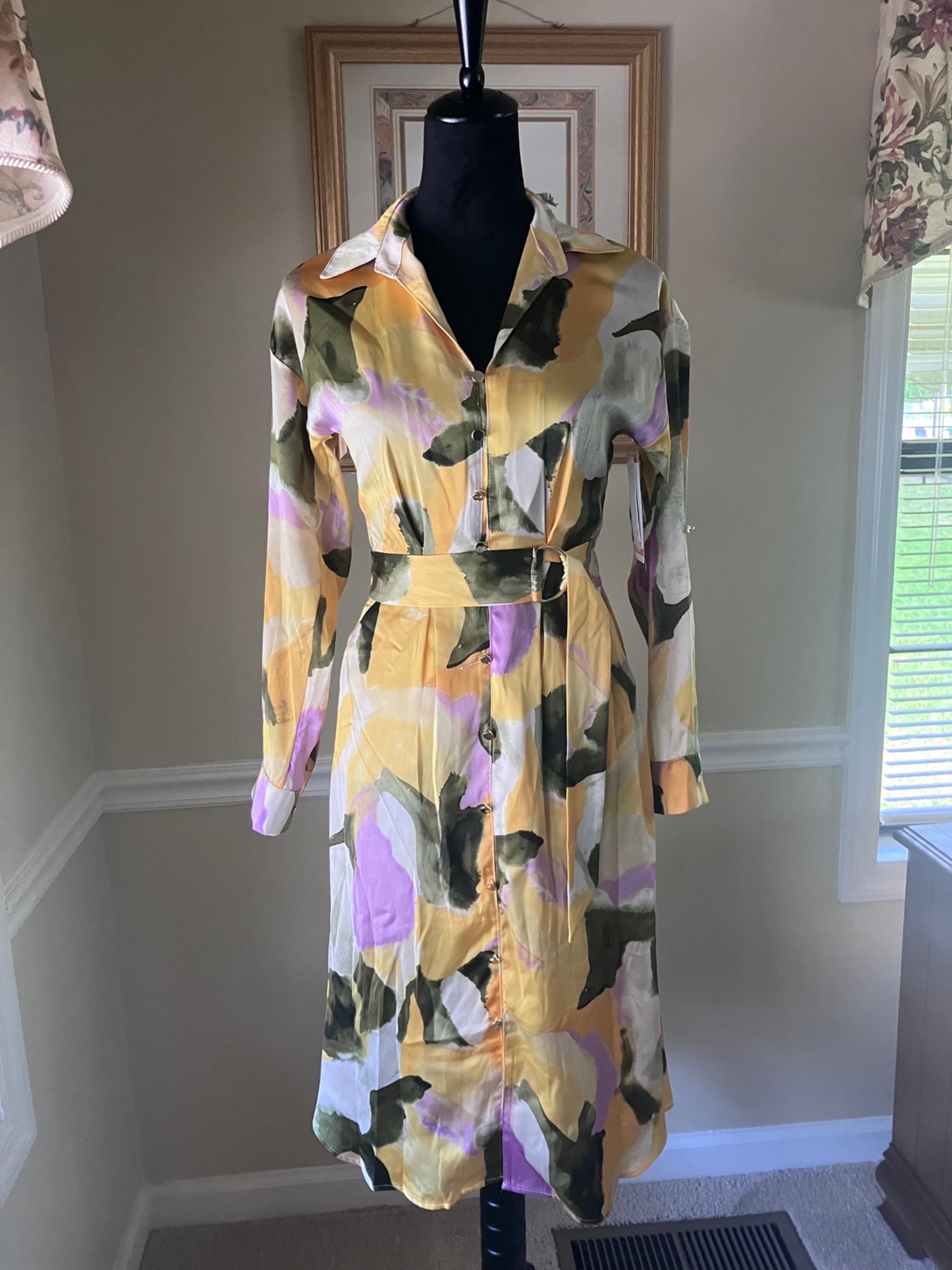 French Connection Multicolor Satin Summer Dress Women’s XS New With Tags