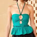 Ulla Johnson Adaleigh Peplum Sleeveless Halter Top Verdigris Green Teal Women 6