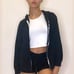 Black Tracksuit Set Hoodie Long Sleeve Jacket Full Zip and Shorts Set Two Piece