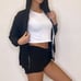 Black Tracksuit Set Hoodie Long Sleeve Jacket Full Zip and Shorts Set Two Piece