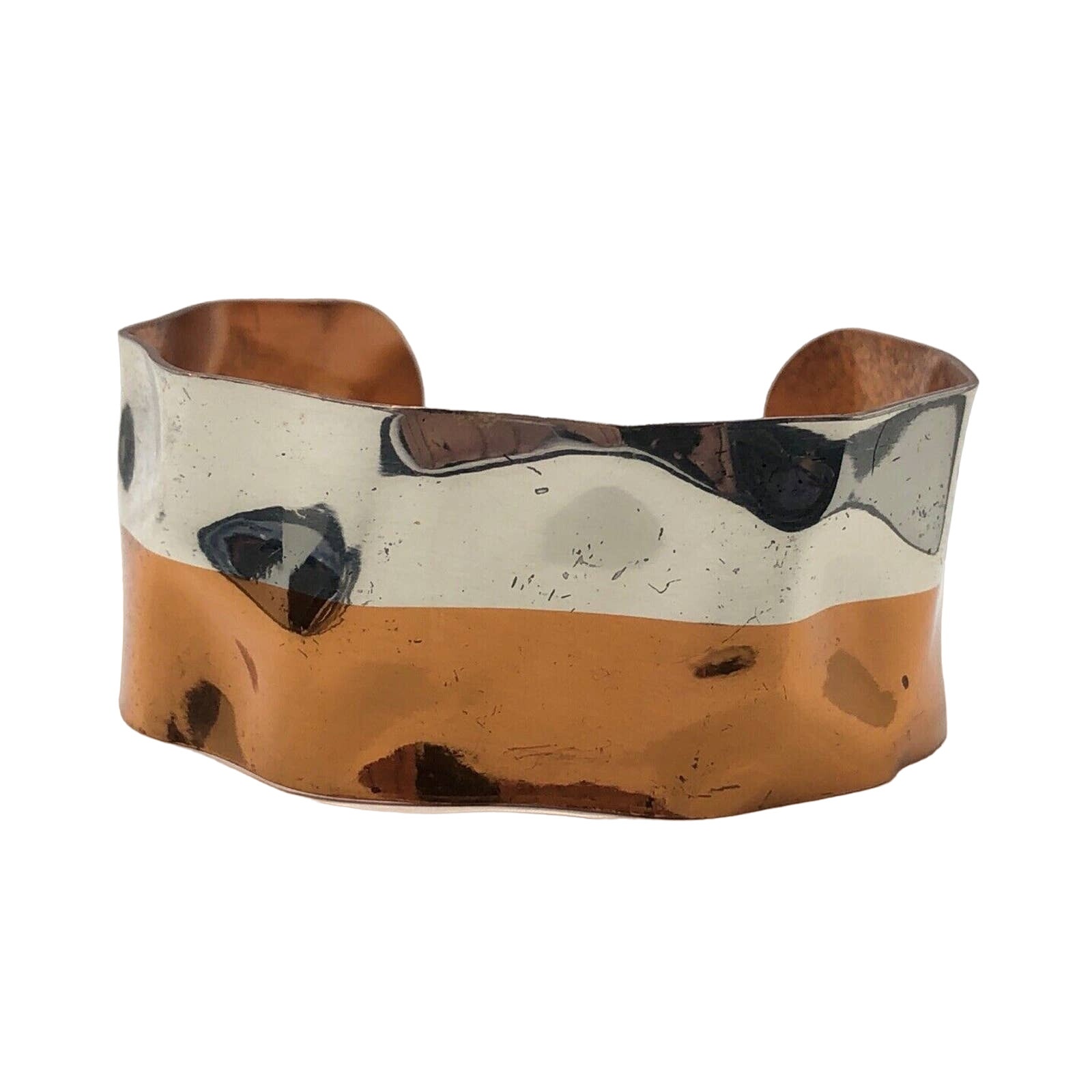 Vintage Sterling Silver Bracelet 925 Copper Cuff 6.5” L Vernon Signed Unisex