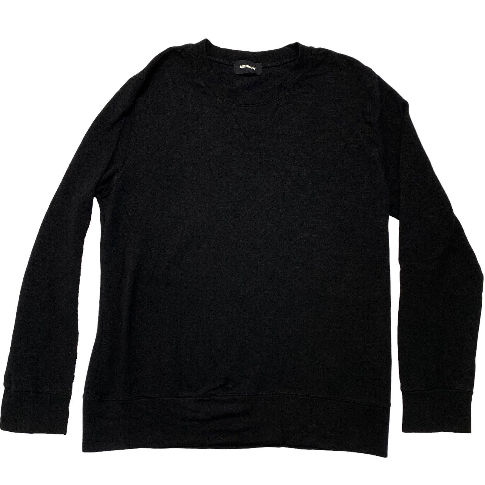 MONROW Supersoft Crew Neck Sweatshirt Sweater Black Size Medium Mens #MT315AFT