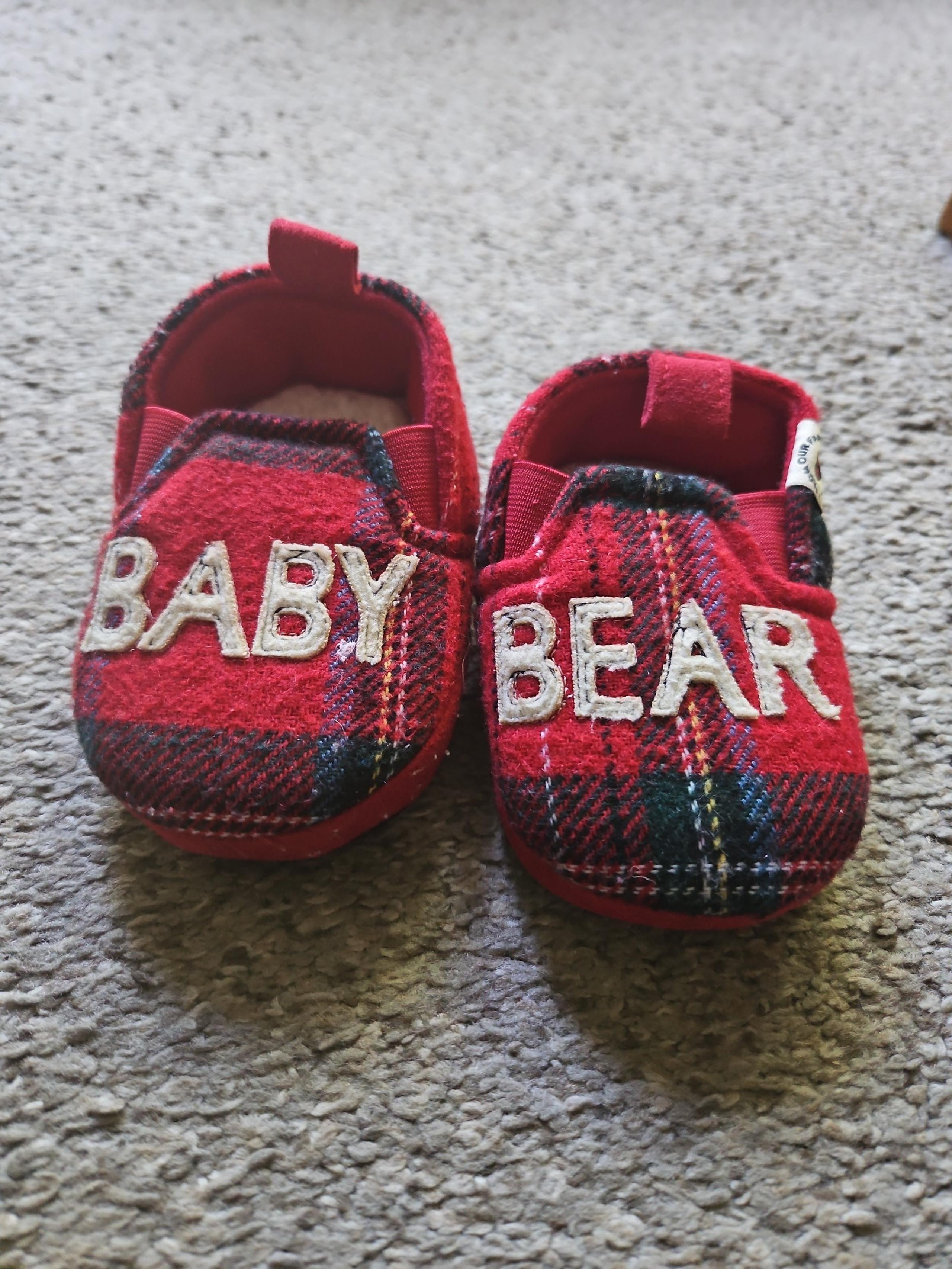 Baby Bear Red Plaid Slippers