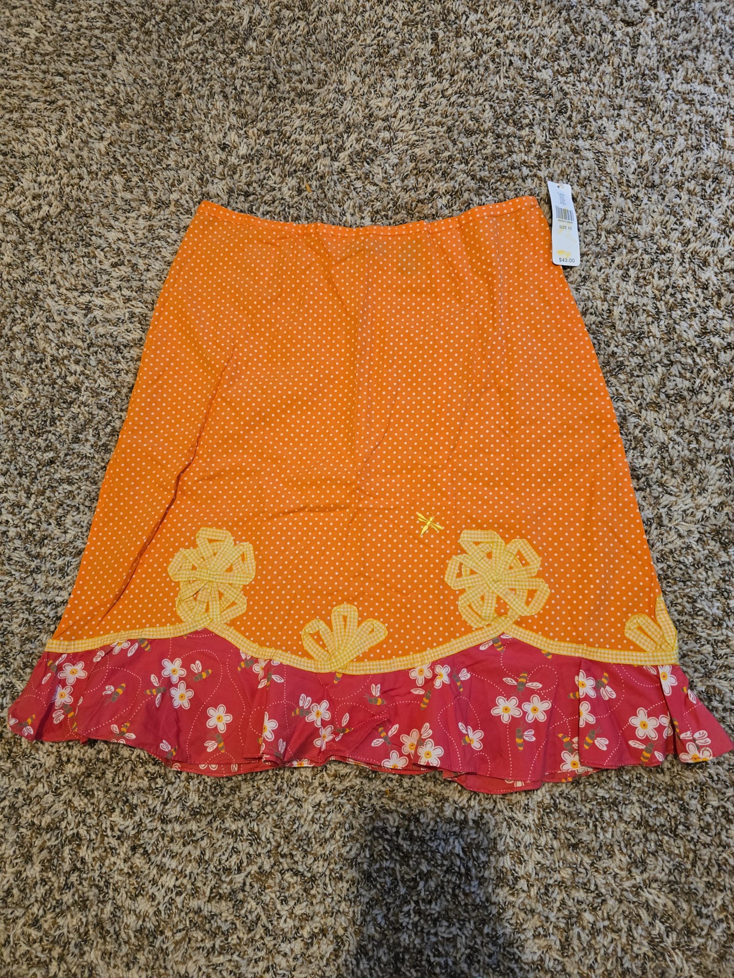 Vintage NWT I.E. Funky Polka Dot & Bees Skirt (10)