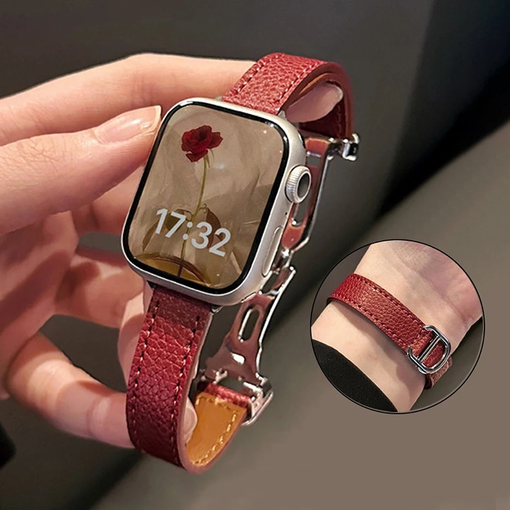 Only Band - Luxury Leather Band for iWatch Ultra 49mm Strap Slim Women Bracelet