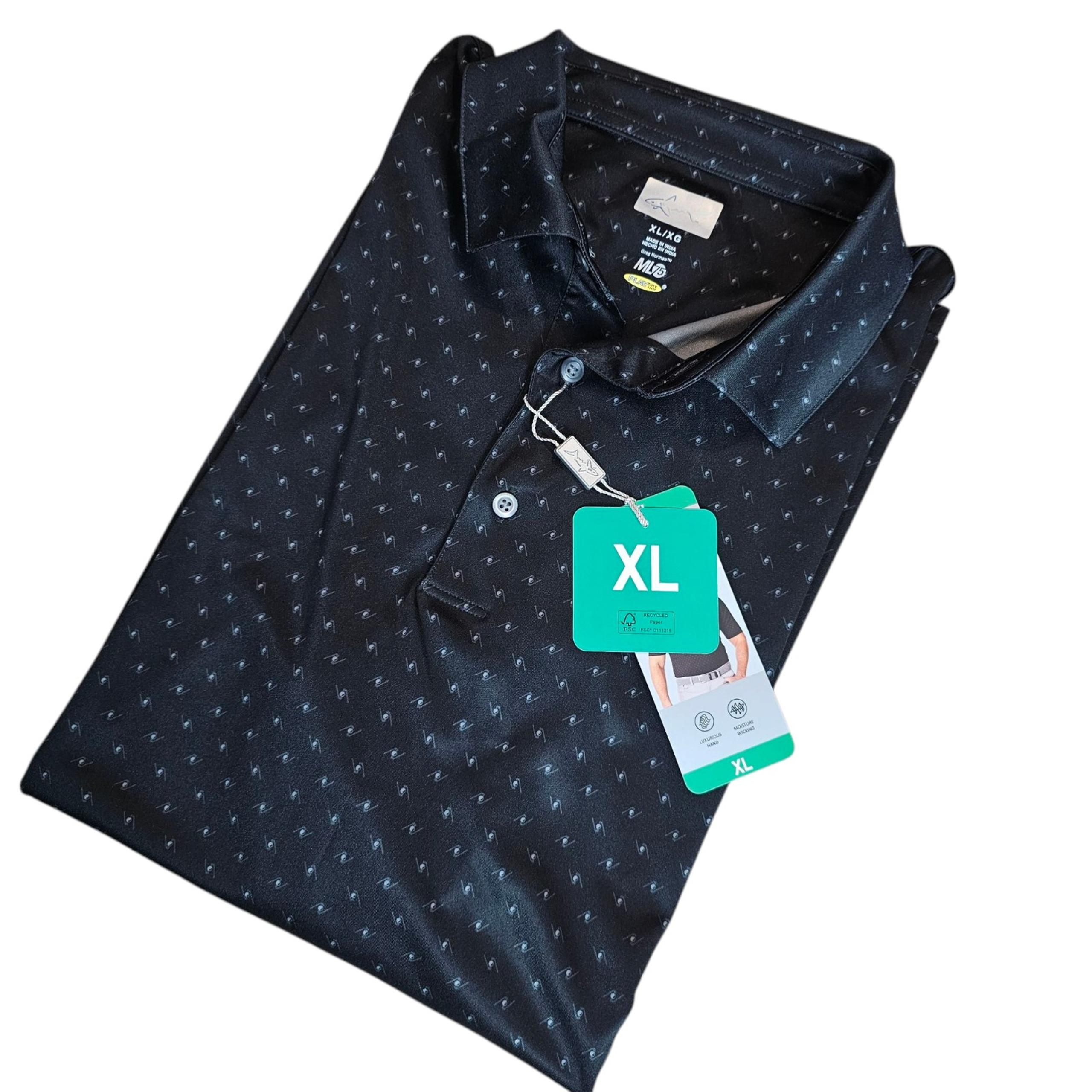 NWT Men’s Greg Norman ML75 Black Play Dry Golf Polo Shirt Size X-Large