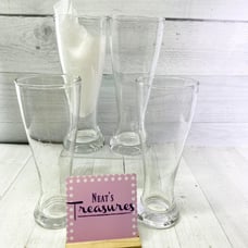 Large Hand Blown Clear Air Bubble Heavy Pilsner 24oz Wheat Beer Glasses Set of 4