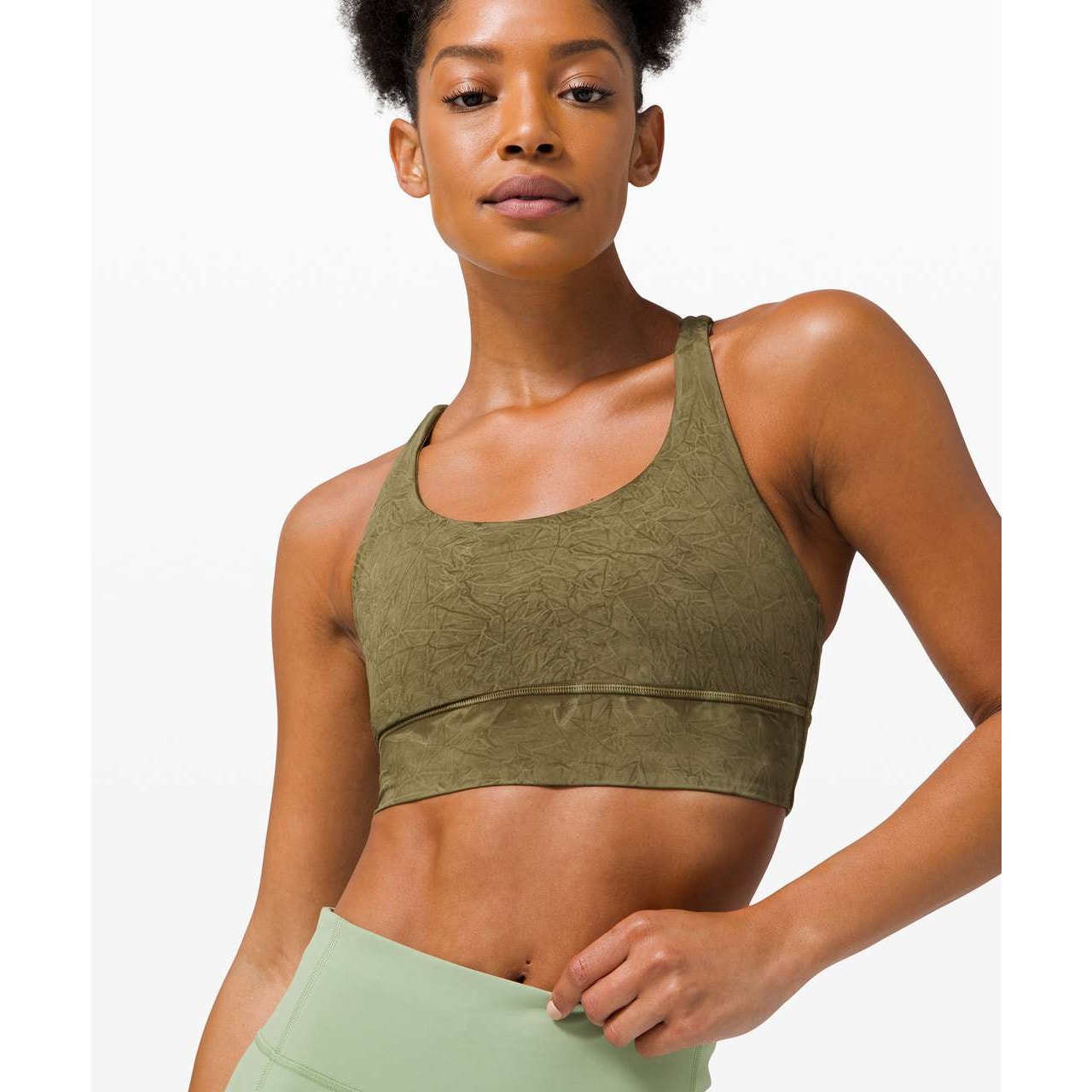 Lululemon Energy Bra Long Line Ice Dye Ice Wash Moss Green Sz 10