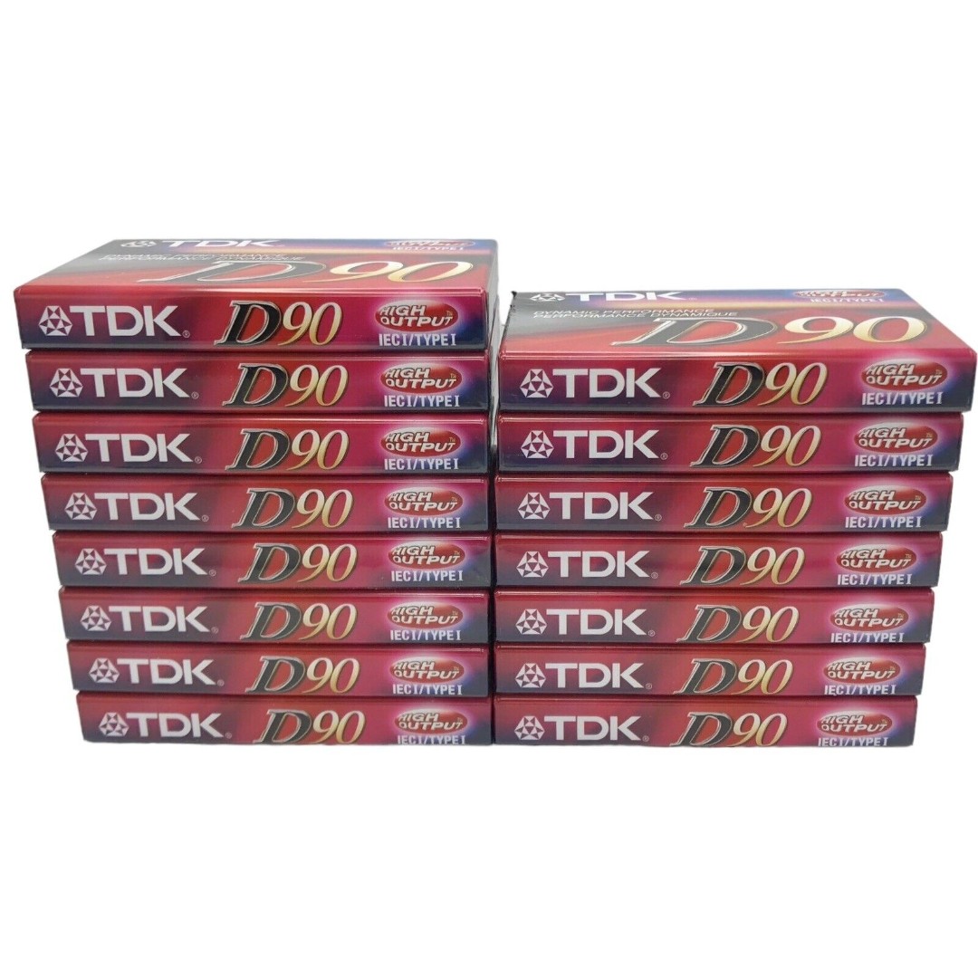 New Factory Sealed TDK D90 High Output Lot of 15 Audio Cassette Tapes Lot