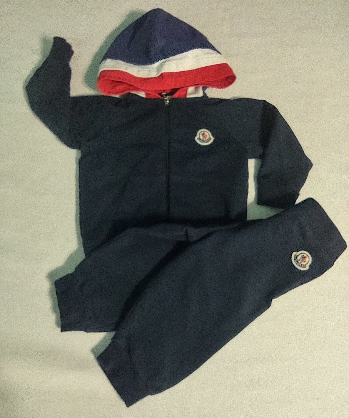 MONCLER Boys Navy Hoodie with Matching Pants Sz 9/12 Months
