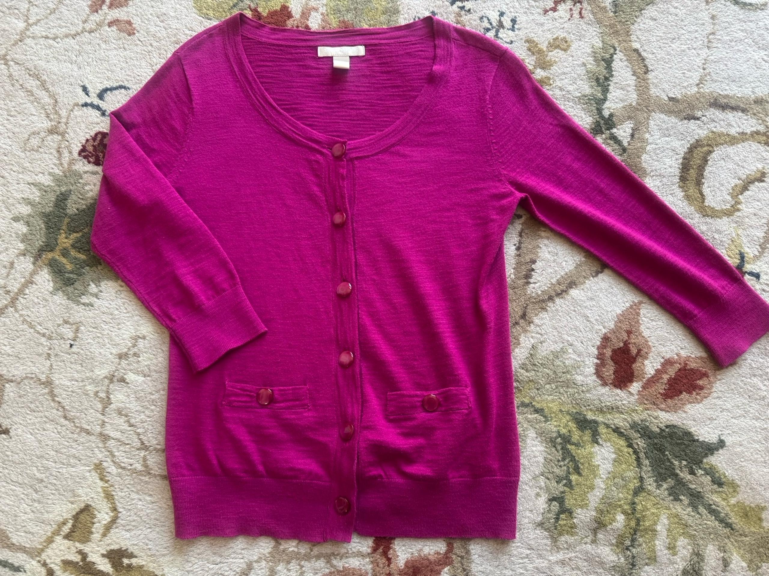Banana Republic 100% Cotton Women's Pink Cardigan Sweater Size Small