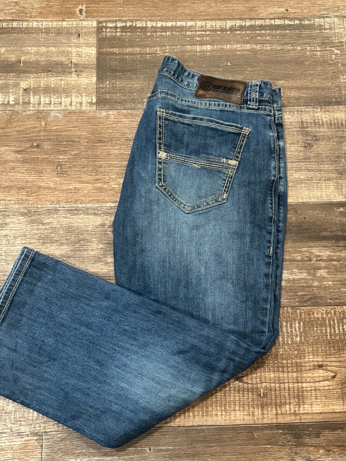 Rock & Roll Regular Double Barrel Relaxed Straight Leg Jean for Men Size 38X30