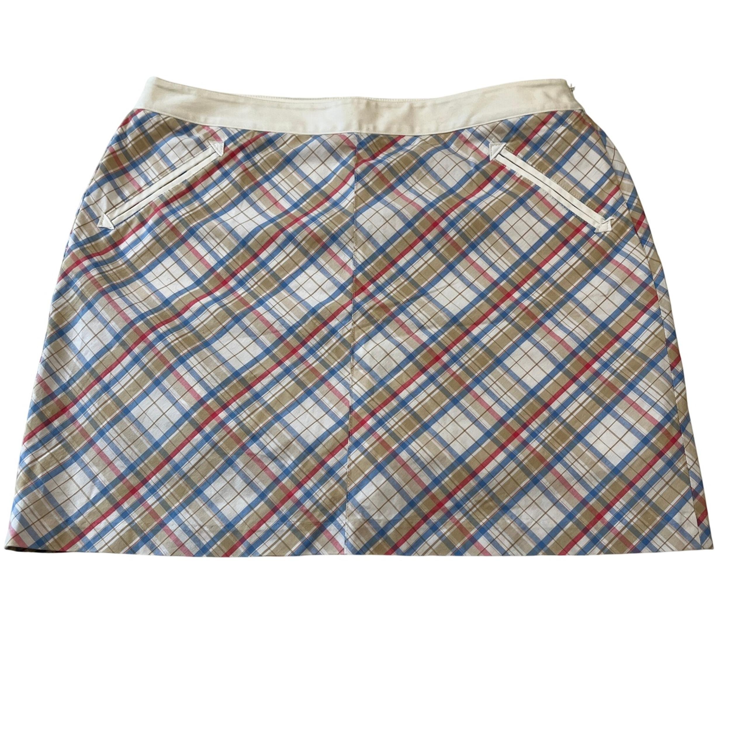 Greg Norman Golf Skort Plaid Pockets A-Line Athletic Skirt 12 Pickleball Casual