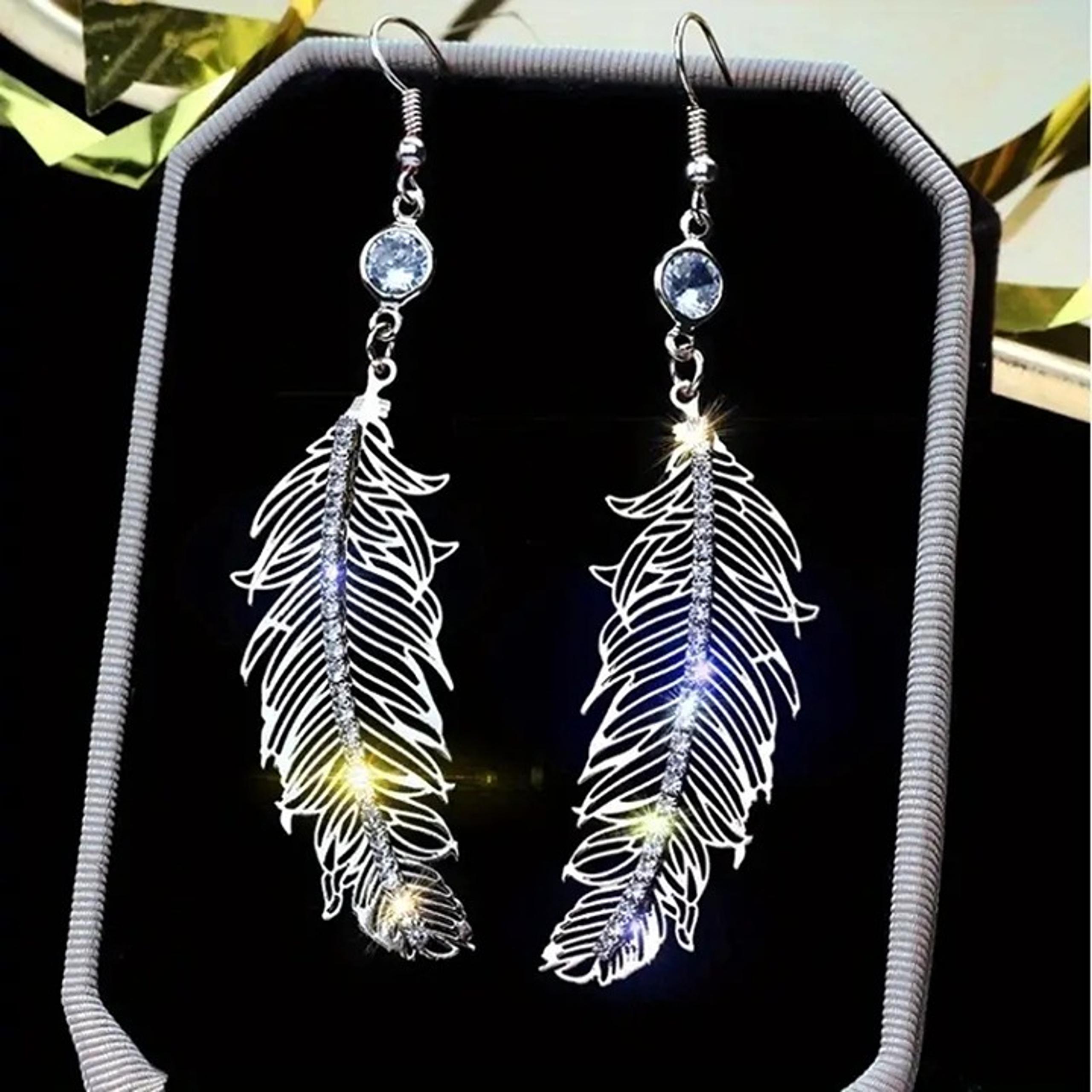 Angel Wing Earrings with Crystal Accent