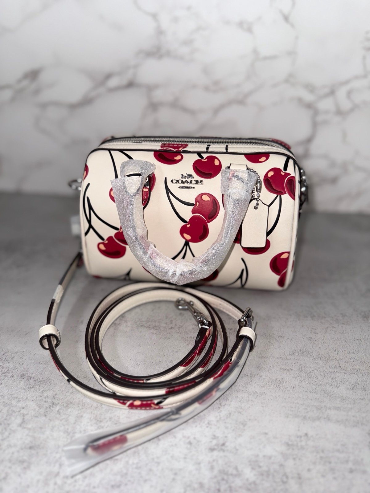 Coach Mini Rowan Crossbody Bag With Cherry Print