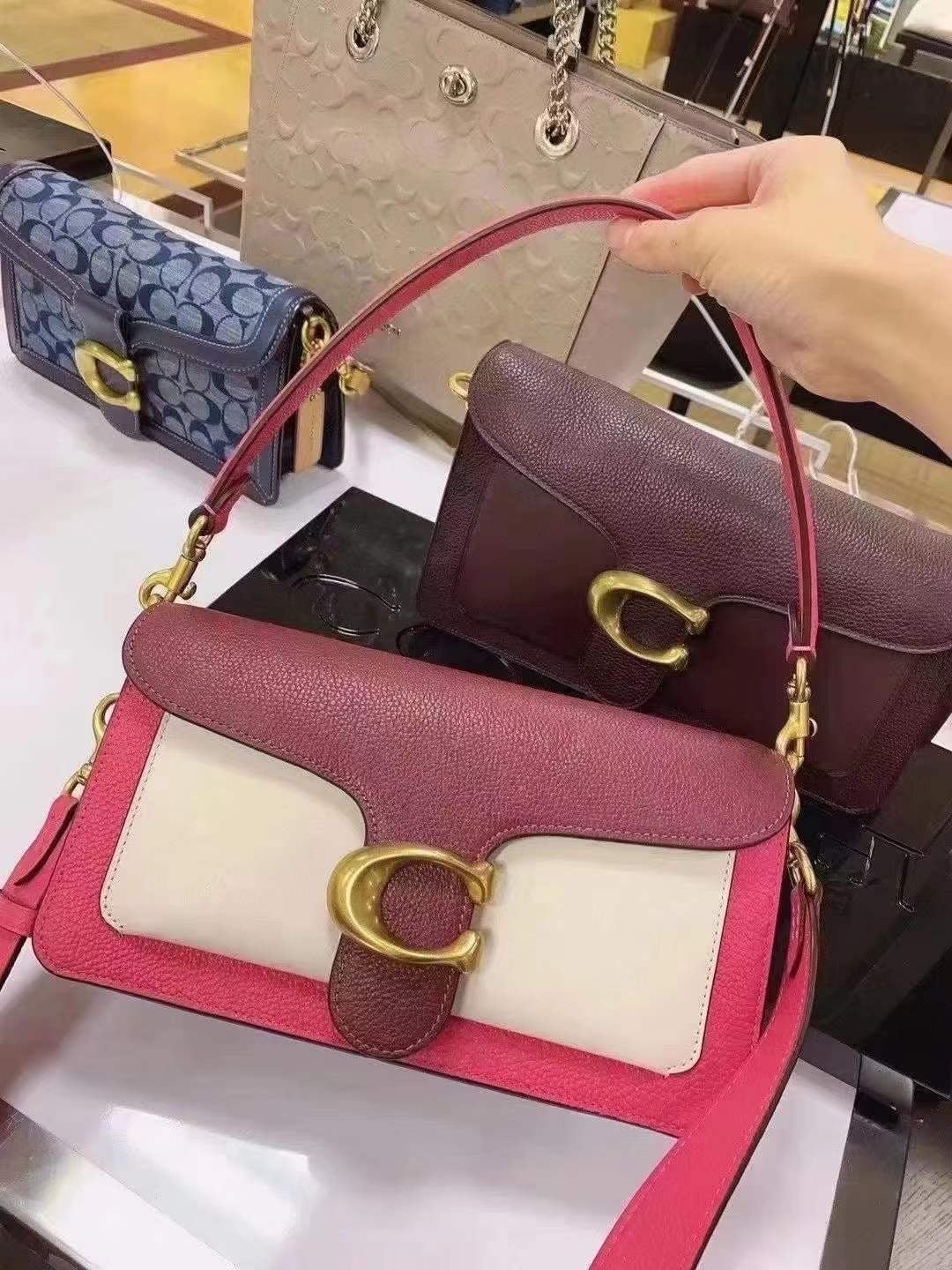 Coach Tabby 76105 Pink Confetti Shoulder Bag Leather