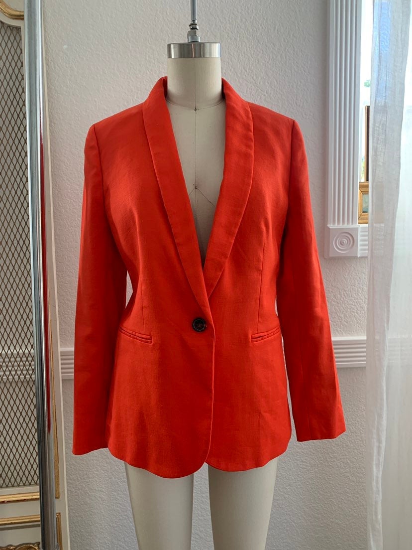 NWT J Crew Parker Blazer in Stretch Linen H9710 Brilliant Sunset - Size 6 Regula