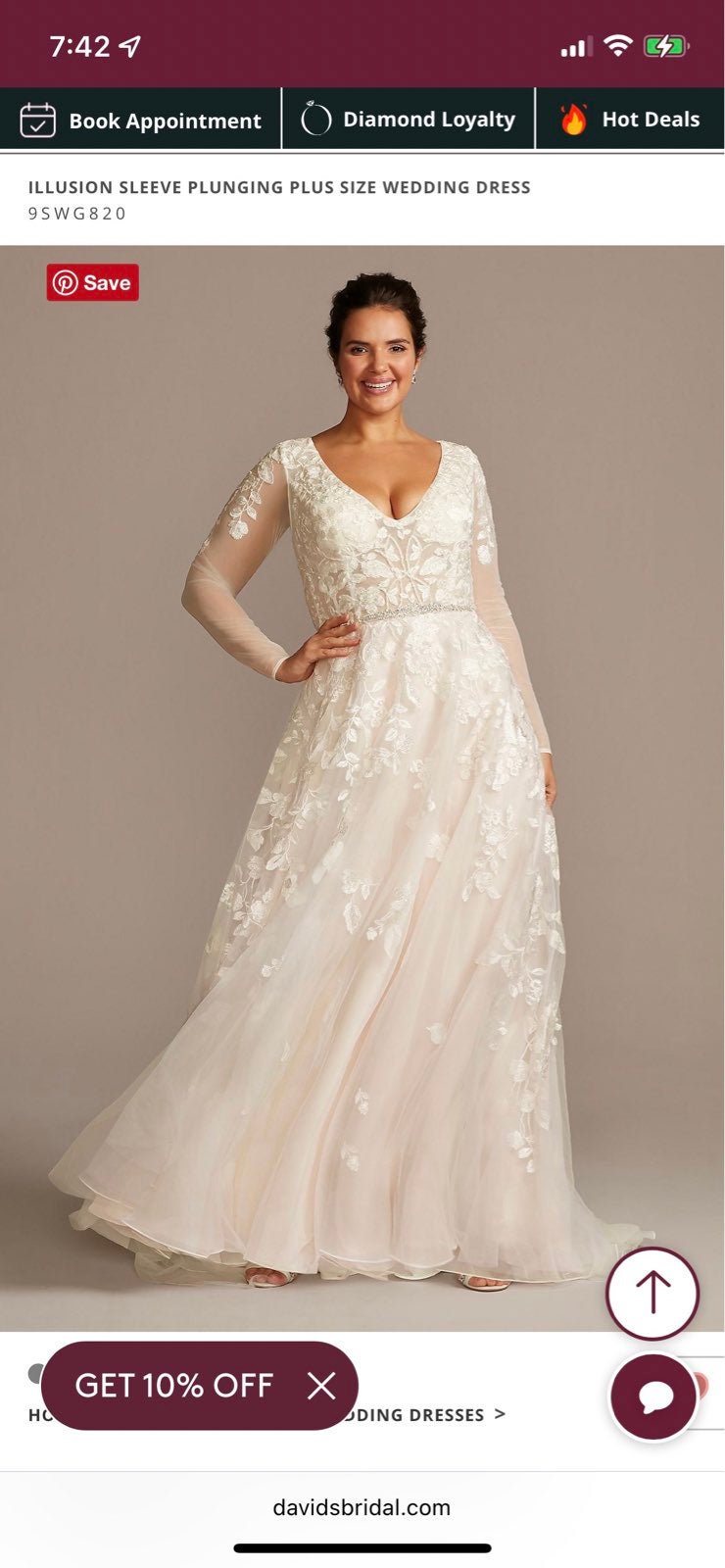 Lomge sleeve allusion Wedding dress