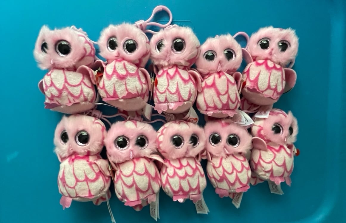 Lot of 10 TY Owl Backpack Clips Key chains - new