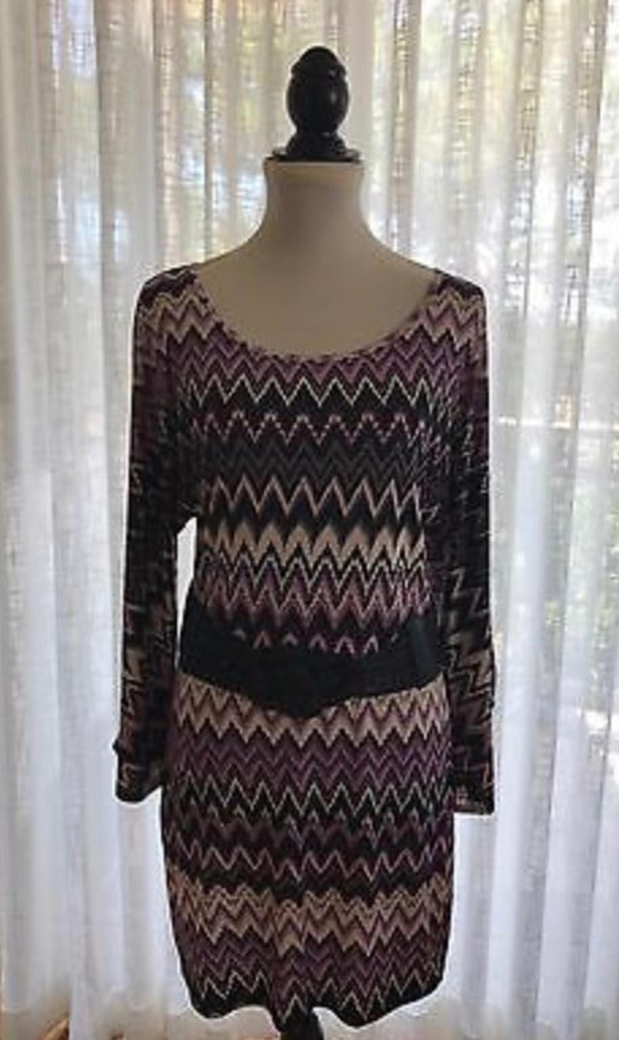 Single Zig Zag Multicolor Jersey Dress M