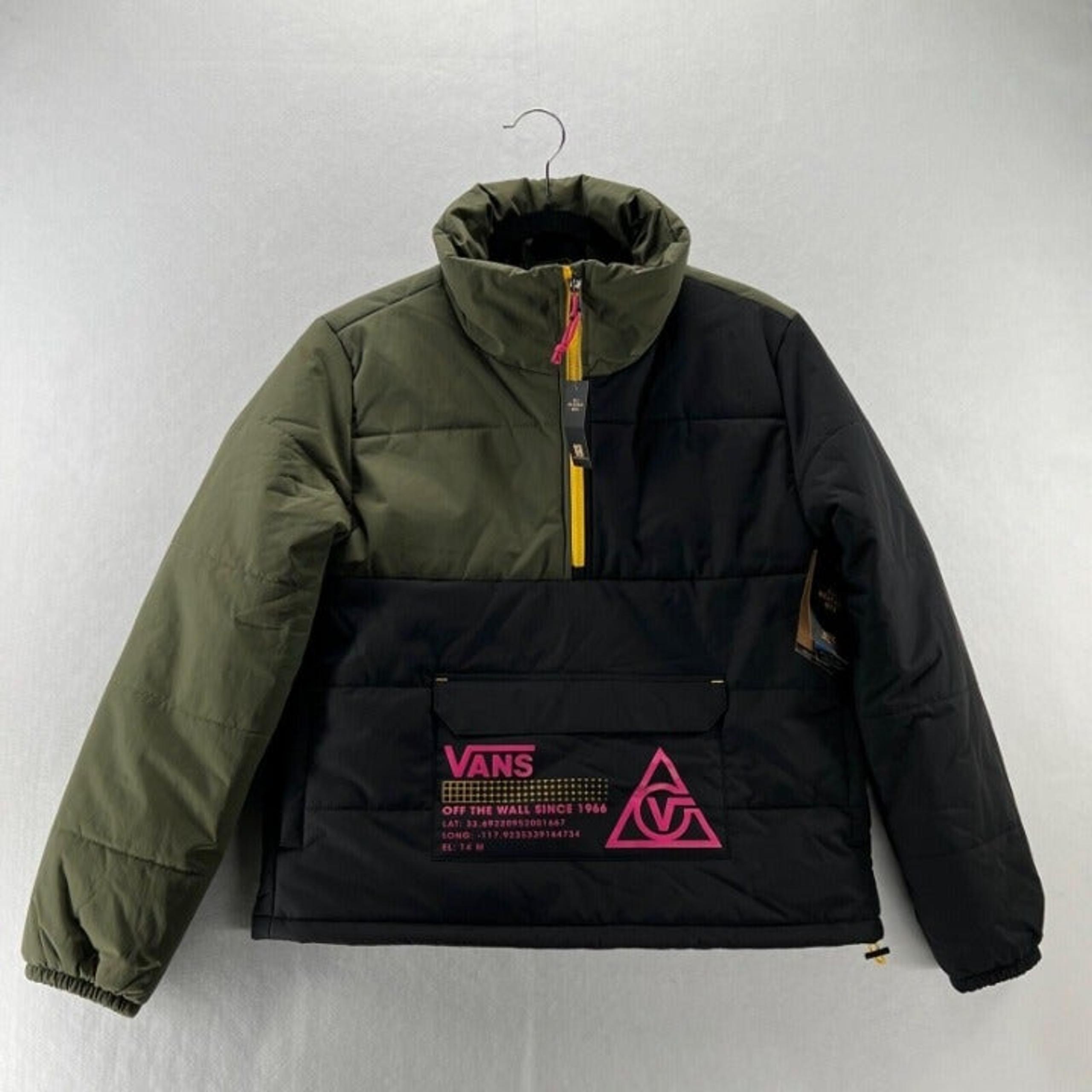 66 Supply Po Puffer MTE Jacket Womens Sz XS Pullover Insulated Green Black - VANS