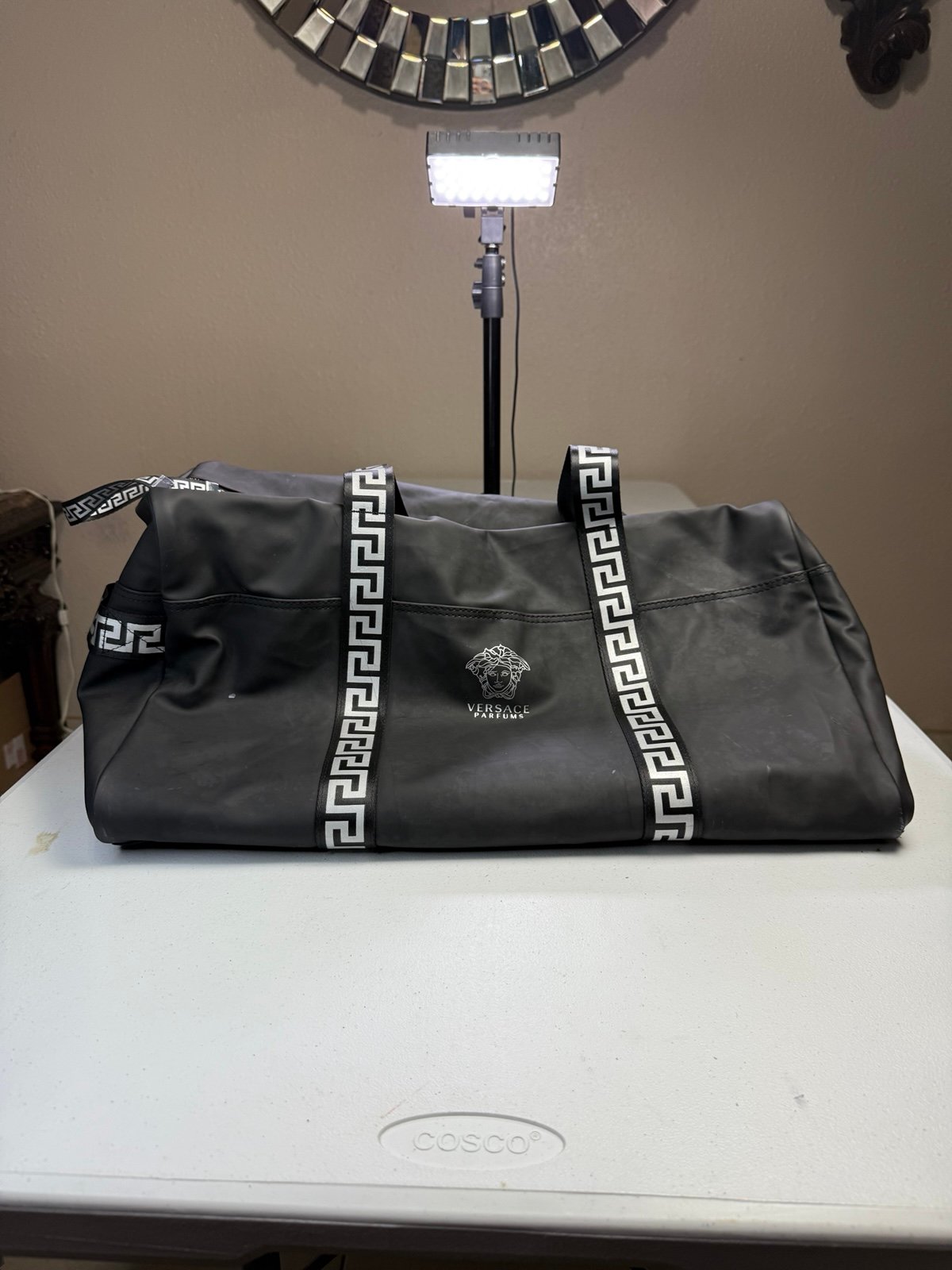 Original VERSACE Parfums Weekend Bag For Men - Large Black Duffel Bag