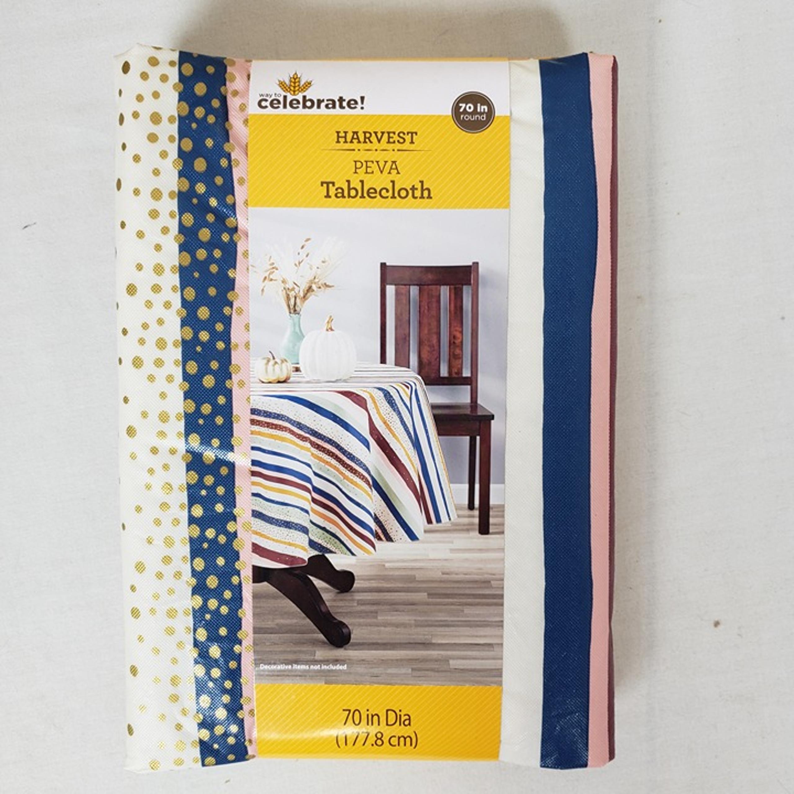 Colorful Stripes 70" Round PEVA Tablecloth