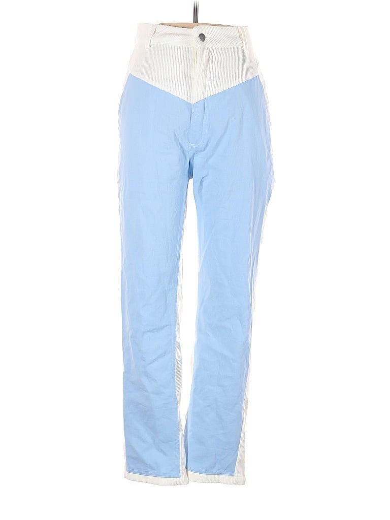 Fashion Style Lounge Light Blue/White Color block Dress Pants L