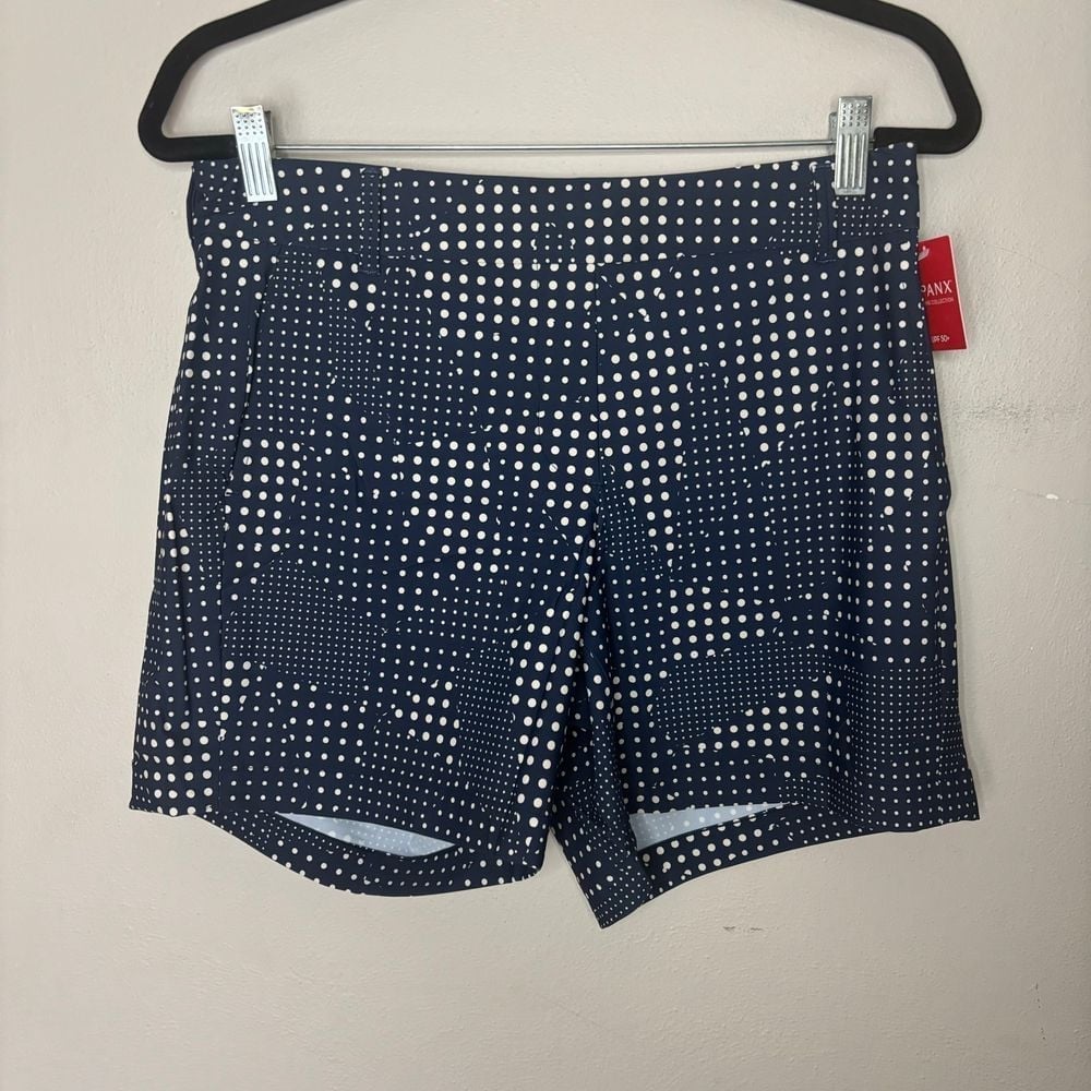 Spanx Shorts Women's Medium Midnight Navy Blue Polka Dot Patch Sunshine UPF 50