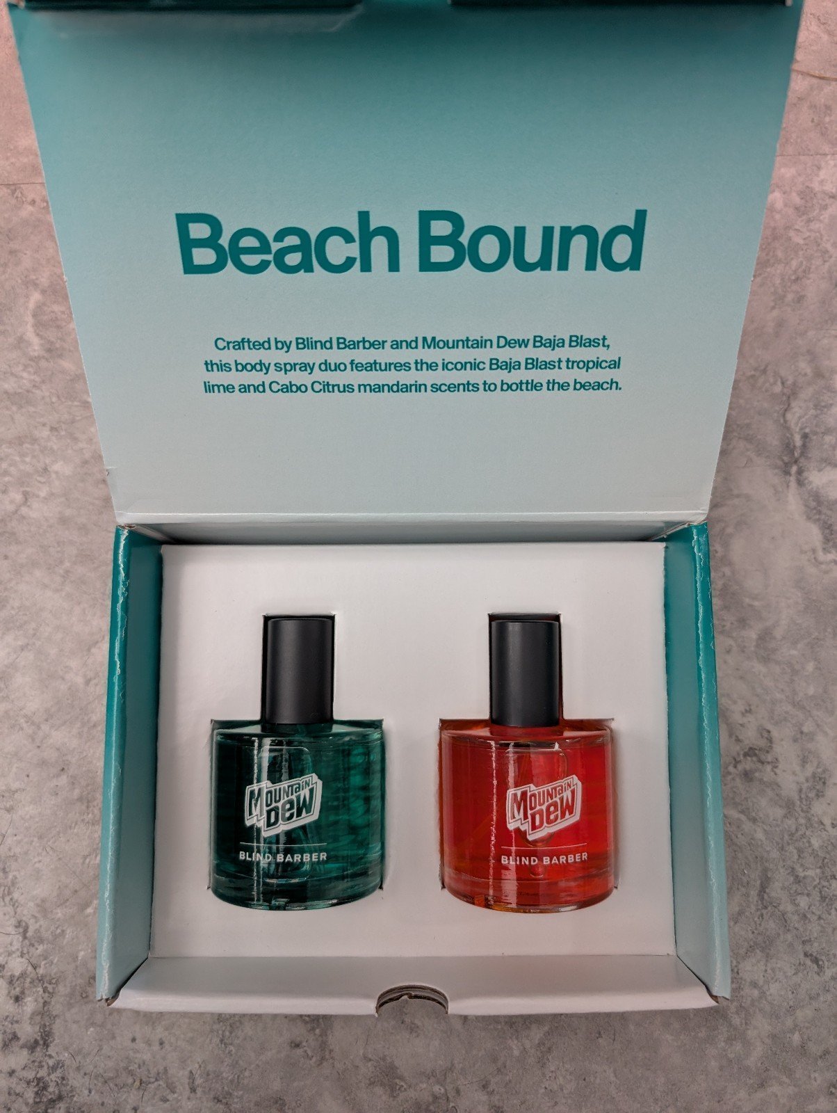 Mountain Dew Blind Barber Baja blast body spray set