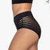 Leonisa Invisible High Waisted Tummy Control Stripe Lace Underwear Black Size L