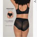 Leonisa Invisible High Waisted Tummy Control Stripe Lace Underwear Black Size L