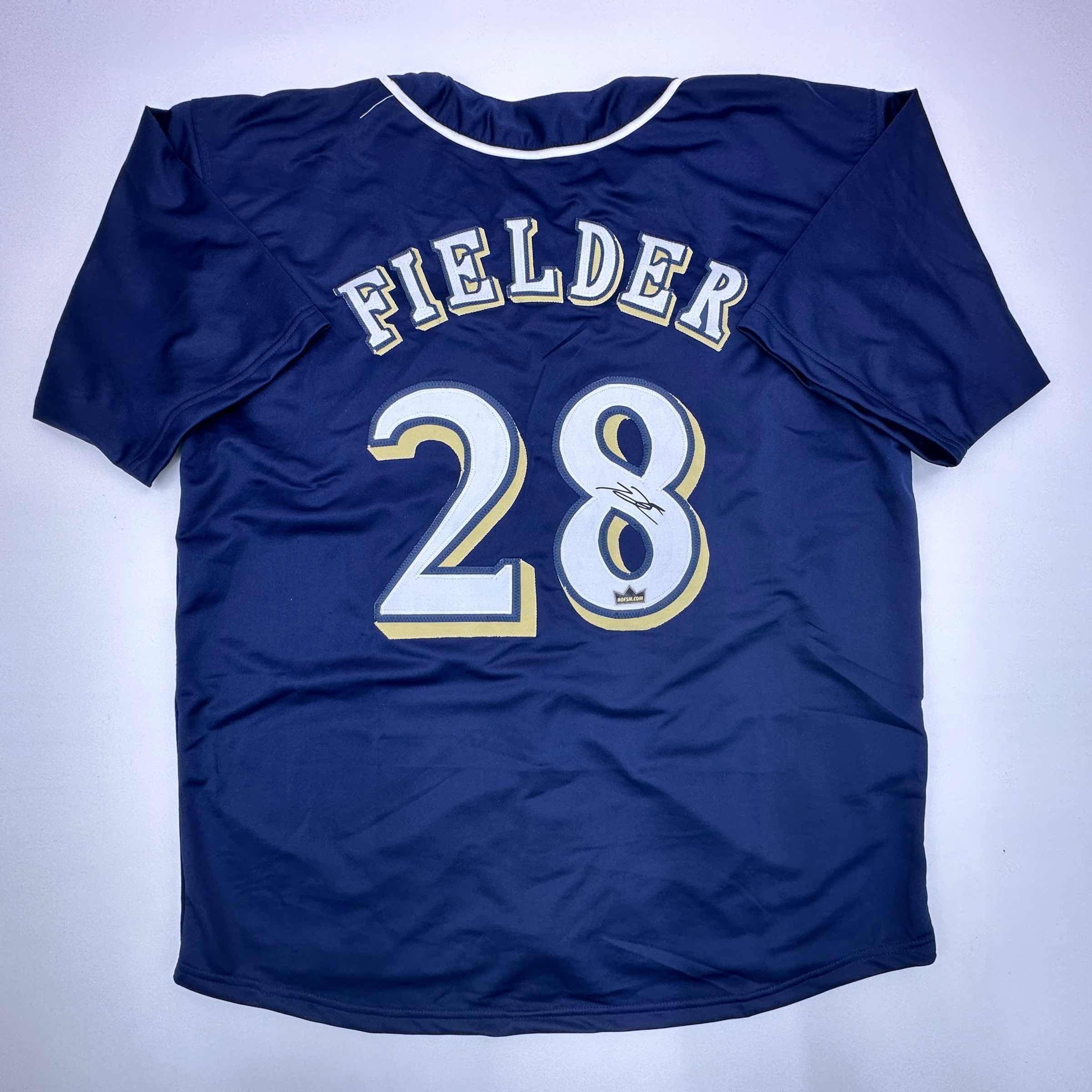 Facsimile Autographed Prince Fielder Milwaukee Blue Auto Jersey Size Men's XL