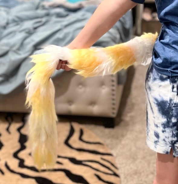 Yarn furry/cosplay tail; 2+ Feet long; yellow