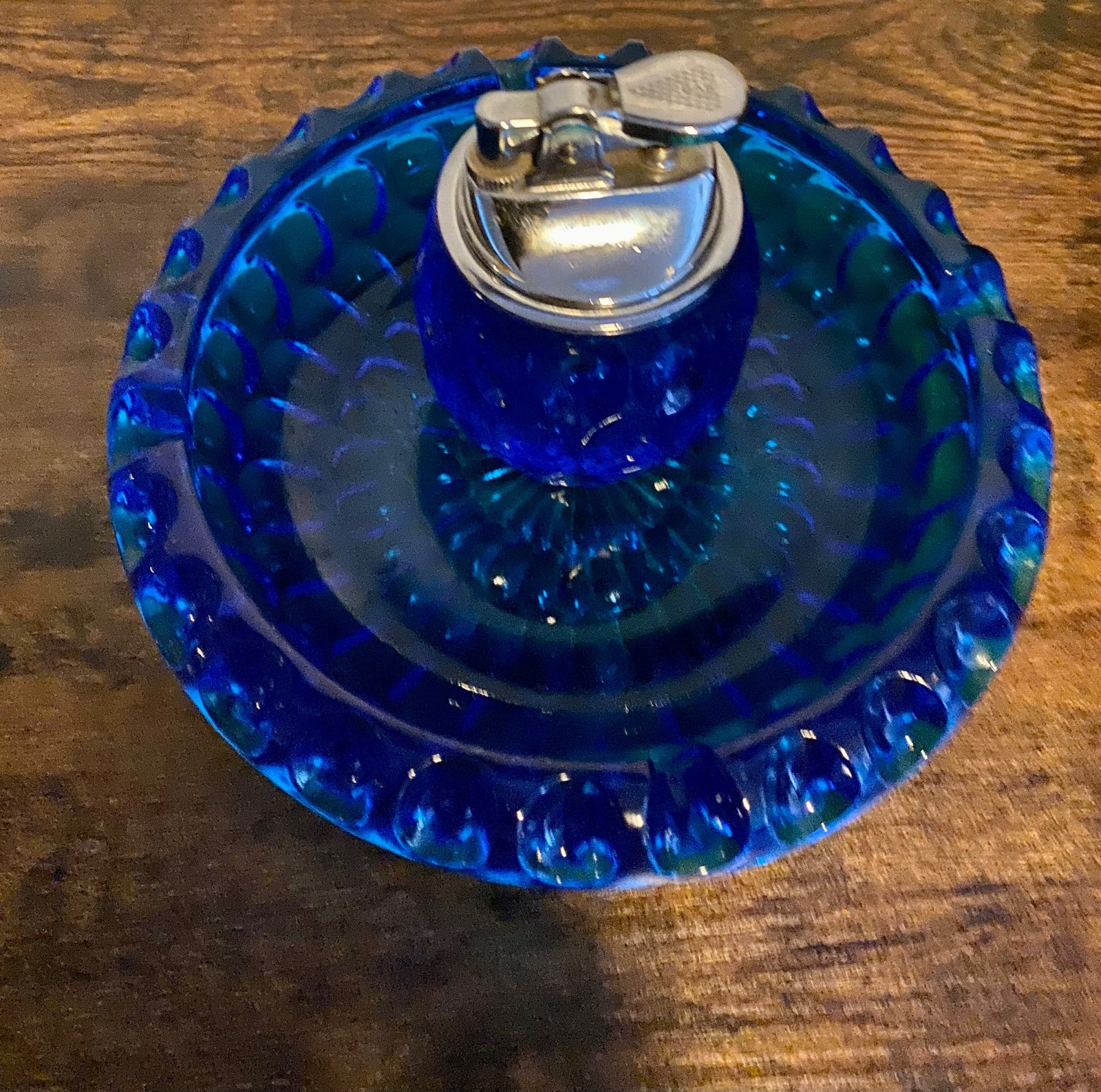 Vintage shops Fenton Thumbprint Lighter & Ashtray