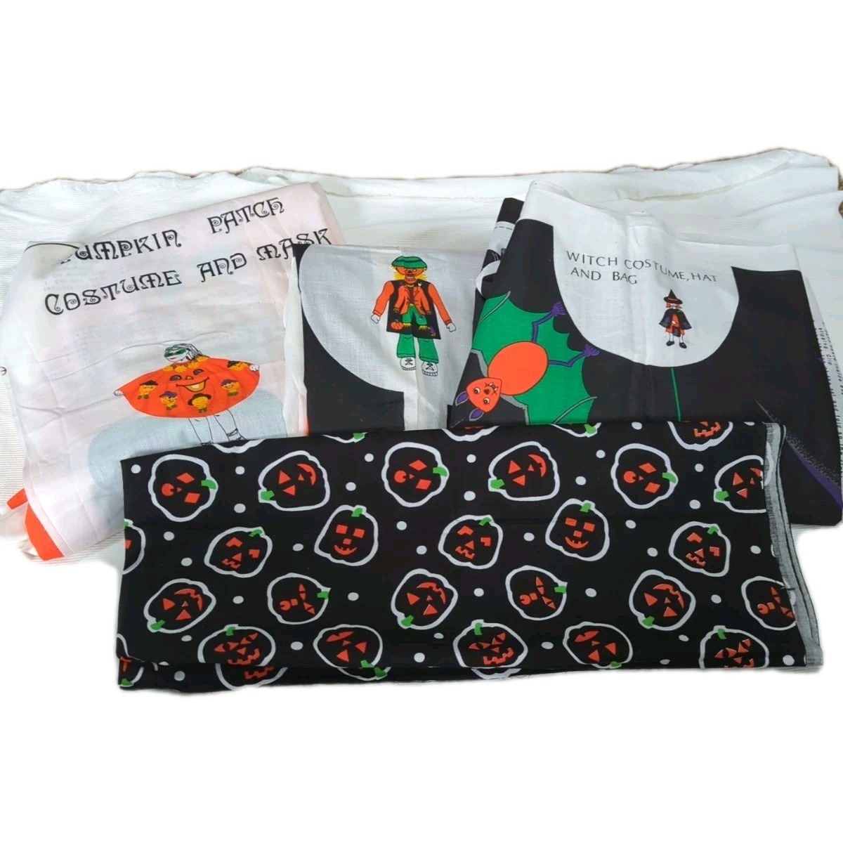 Lot Of 3 Toddler Halloween Costumes With Extra Pumpkin Printed Material