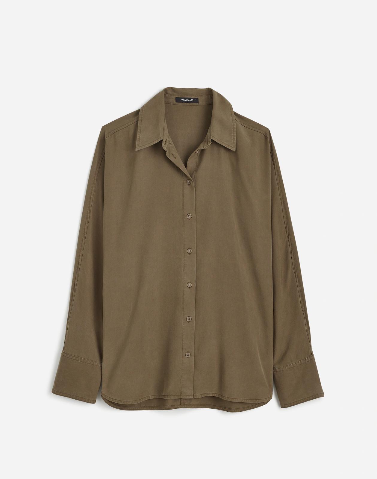 Madewell Relaxed Dolman Button-Up Shirt Medium Cargo Green
