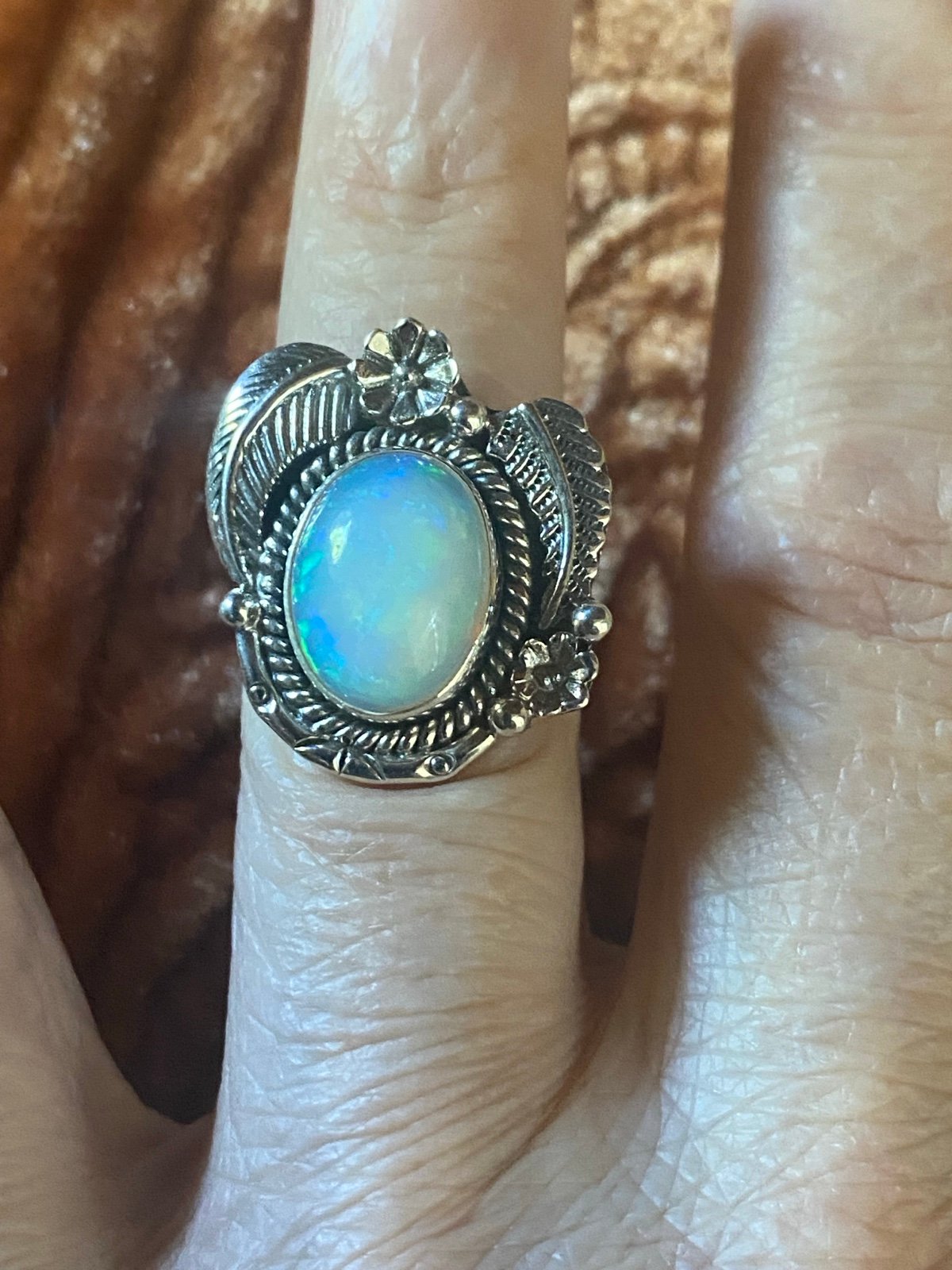 New sterling silver 925 and Ethiopian Opal ring size 7.5