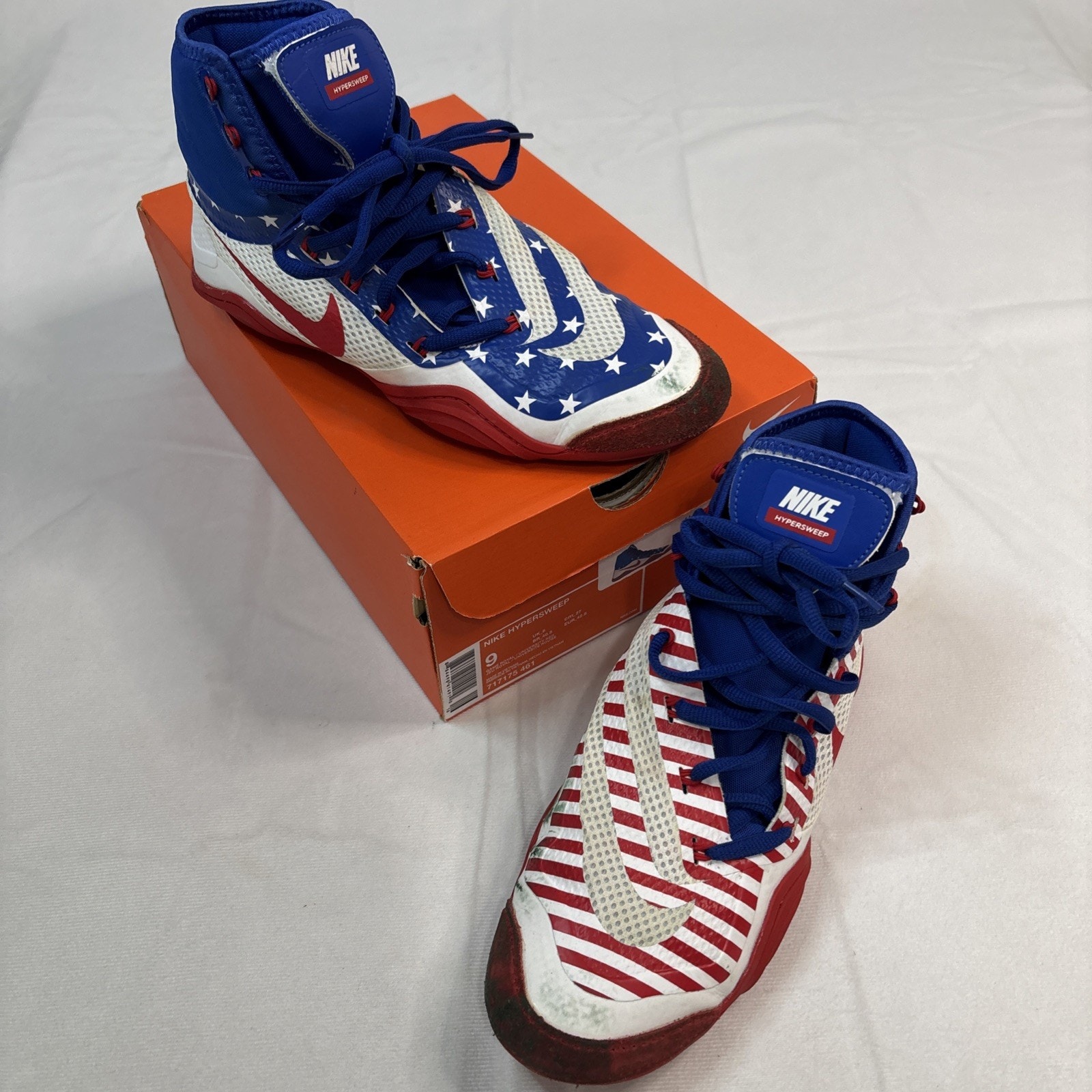 Nike Hypersweep Red WHite Blue Flag wrestling shoes M Size 9 With Box