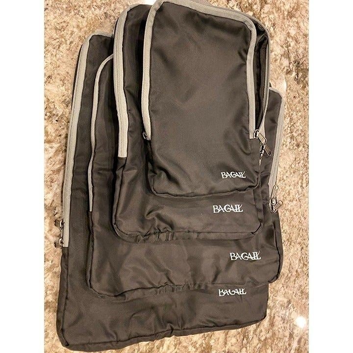 4 Set Compression Packing Cubes Travel Accessories Expandable Organizers - Black