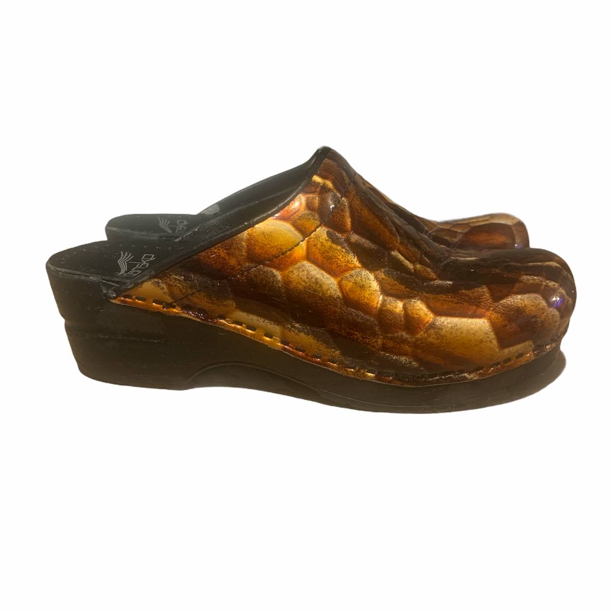 Dansko Nurse Shoes Brown and Gold Clogs