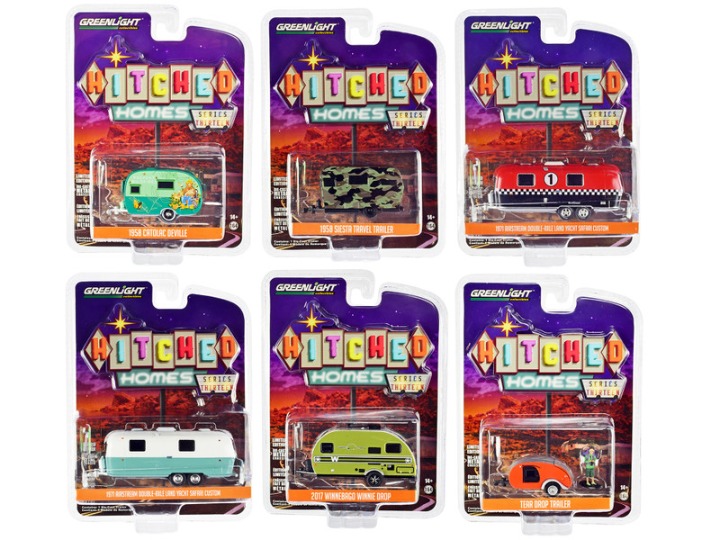Hitched Homes 6 piece Travel Trailers Set Series 13 1/64 Diecast Models