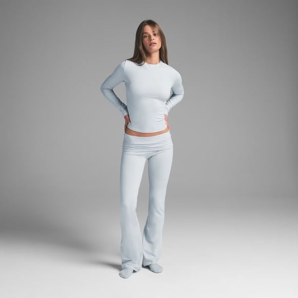 Skims Cotton Jersey Foldover Pant in Zen Blue, Size Medium