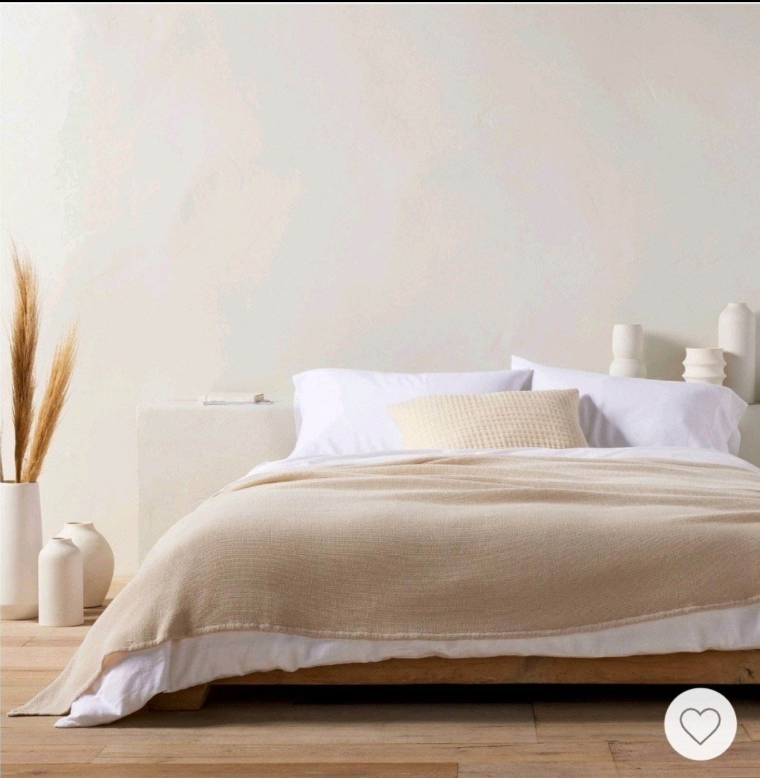 Queen micro waffle bed blanket natural